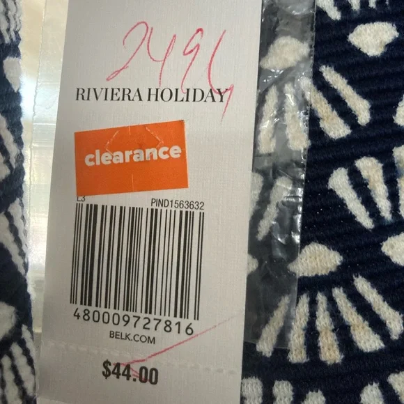 NWT Sz L Crown & Ivy Navy and White Dress w/Colorful Embellishment At Neckline - Picture 6 of 7